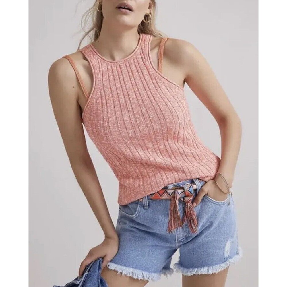 ANTHROPOLOGIE Marled Knit High-Neck Tank Top, Size XL NWOT